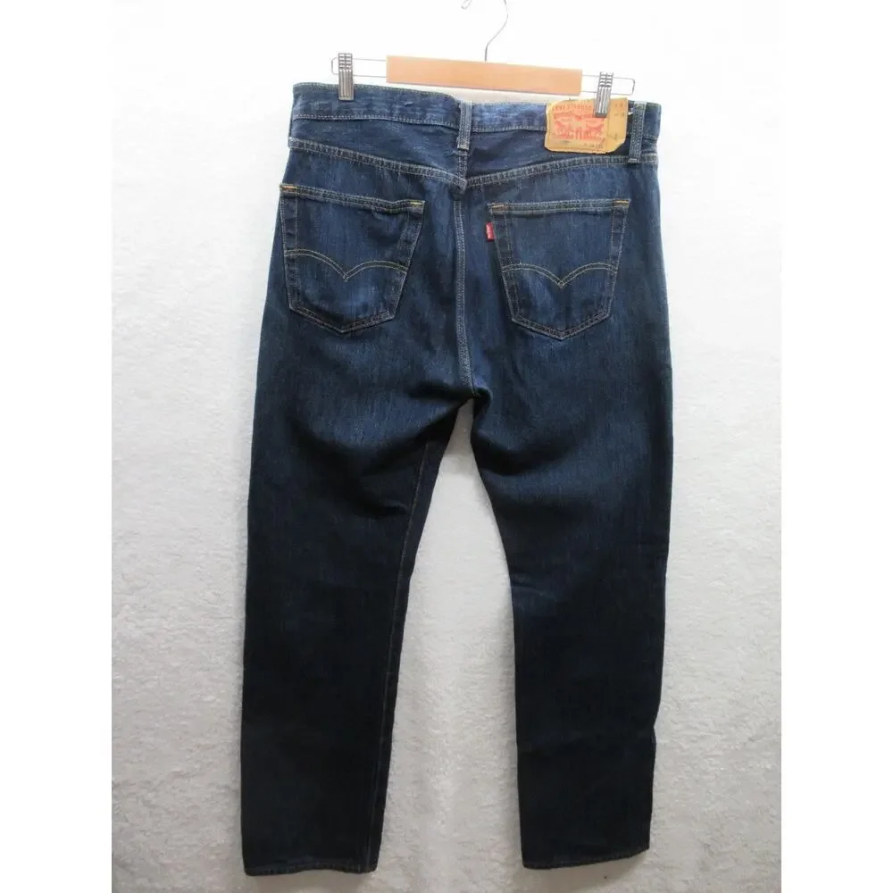 Levi's 501 Mens Jeans 34x32 Dark Wash Denim Button Fly 00501-0115